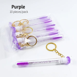 10-Pack Reusable Mascara Wands with Tubes & Case for Lash and Brow Grooming