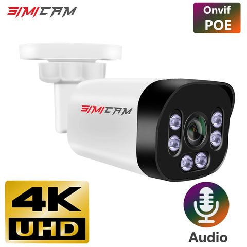 4K PoE Surveillance Camera with Audio, 48V/12V, 4MP/5MP/8MP Super HD, Infrared Night Vision Bullet for NVR