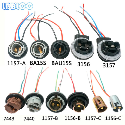 1156 BA15S 1157 LED Car Bulb Socket Adapter Plug Extension T20 7440 3157 Holder Wire