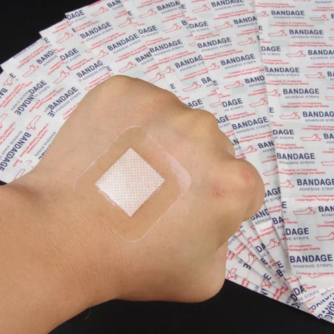 50pcs Transparent Waterproof Wound Bandages 38x38/72x19mm Adhesive Plaster Stickers for First Aid Outdoor Home Use