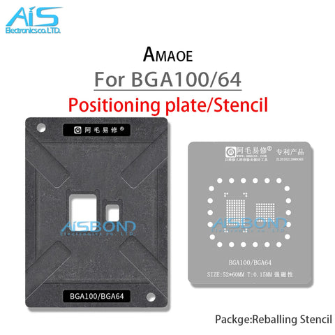 BGA Reballing Stencil Template for BGA100 BGA64 Chip IC Positioning Solder Plate Tin Net