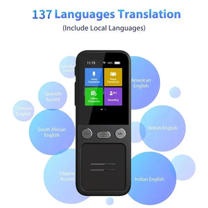 Portable T16 AI Voice Translator: 138 Languages, Real-Time, 3.1" Screen, Offline Capability, Voice Record