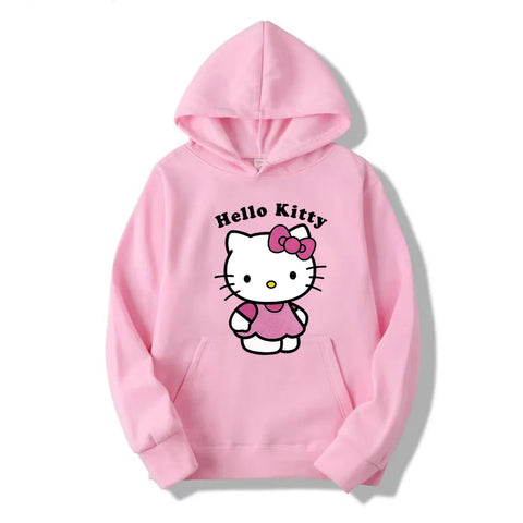 Cute Hello Kitty Printed Women's Hoodie - Warm, Comfortable, Casual, Loose Fit - Classic Fashion Sweatshirt