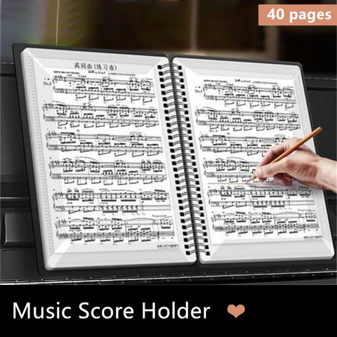 A4 Music Score Paper Organizer Folder, 20-Page Sheet Holder for Home Office Stationery
