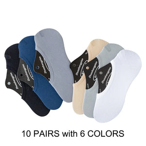 10 Pairs Men's Invisible Non-Slip Silicone Liner Socks, Breathable Thin Nylon No Show Loafers for Summer