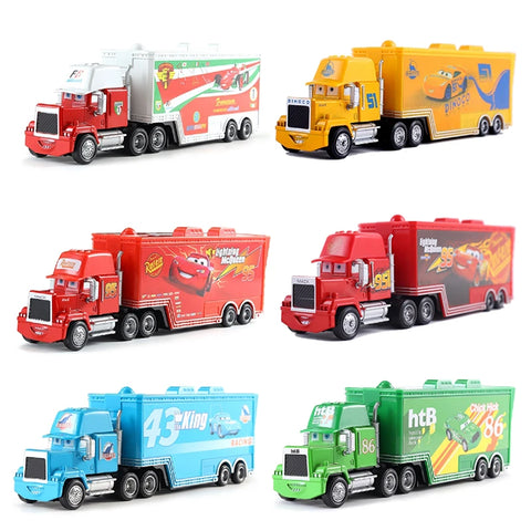 Diecast Toy Truck Set: Lightning McQueen, Chick Hicks, Mack Collection