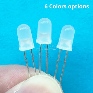 1000pcs 5mm Diffused LED Diodes, White/Red/Green/Blue/Yellow/Warm Light, 2-Pin 6000-6500K
