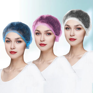 100pcs Disposable Elastic Mesh Caps Non-woven Breathable Hair Nets for Cooking, Food Service, Salon, Spa, Home
