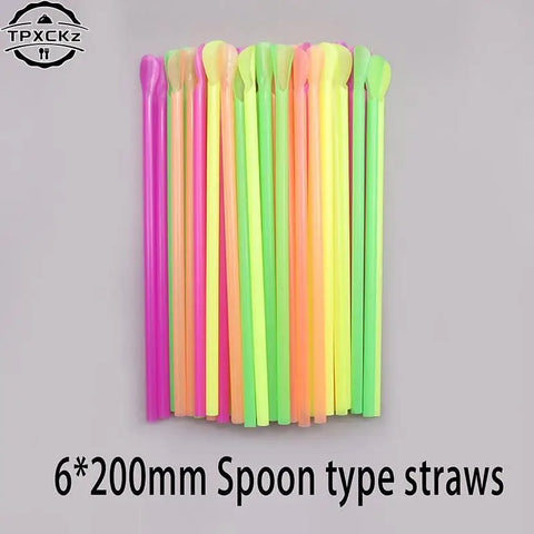 Eco-Friendly 100-Pack Reusable Spoon Straws for Smoothies & Slushies