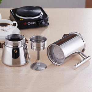 Italian Moka Espresso Maker Stainless Steel Coffee Pot for Gas or Induction Stove, Cuban Style Mocha Kettle