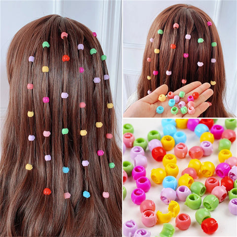 60pcs Cute Candy Color Hair Braids Beads & Claw Clips Set - Plastic Hairpins Accessories for Styling