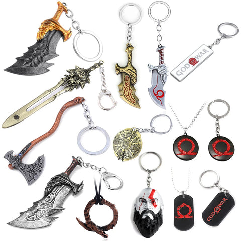 God of War Keychain Kratos Weapon Blades of Chaos Pendant Keyring Axe Sword for Men & Women Car Accessories
