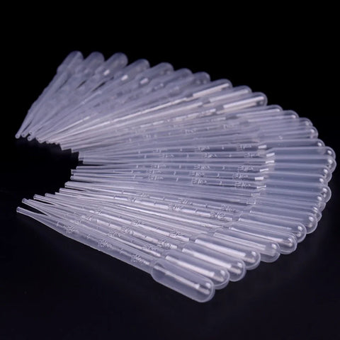 50pcs Disposable Plastic Pipettes 1/2/3ml, Pasteur Droppers for Lab, Essential Oils, Makeup Testing