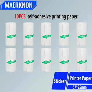 10 Rolls Thermal Mini Printer Label Sticker 57x25mm Self-Adhesive Paper For Kids Instant Camera