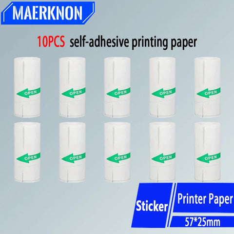 10 Rolls Thermal Mini Printer Label Sticker 57x25mm Self-Adhesive Paper For Kids Instant Camera