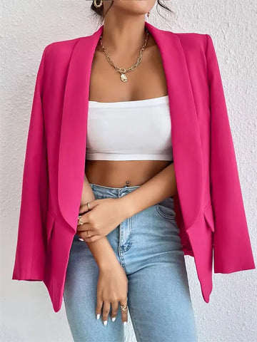 2024 Women's Spring Pink Blazer Jacket - Casual Long Sleeve Korean Fashion Outerwear