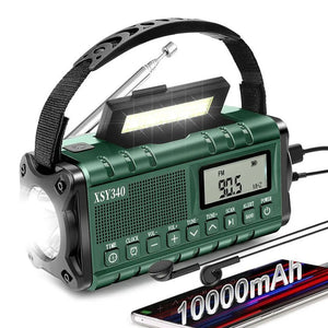 10,000mAh Solar Hand Crank Emergency Radio AM/FM/NOAA, LED Flashlight, SOS Alarm, Power Bank, Portable for Outdoor, Dropshipping