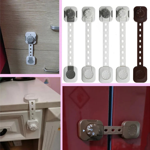 3pc Child Safety Strap Locks - Adhesive Baby Proofing for Cabinets, Drawers, Toilets, Fridges