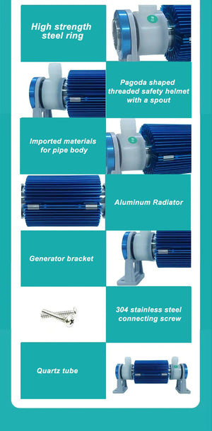 10g Air-Cooled Ceramic Tube Ozone Generator for Water Purifier Disinfection