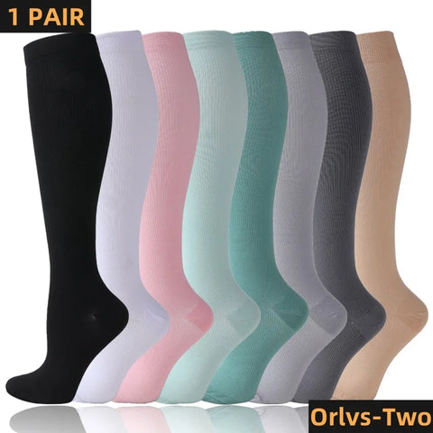 Compression Socks Anti-Fatigue 19 Styles, Promote Blood Circulation, Slimming, Comfortable Solid Color Stockings