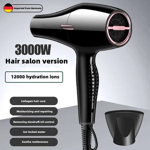 3000W High Power Hair Dryer with Silent Operation and Blue Light Ion for Salon-Level Fast Drying at Home
