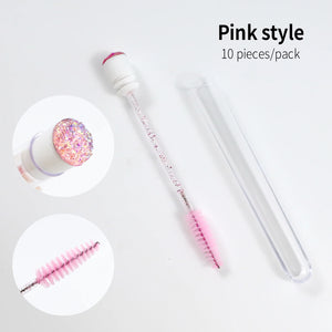 10-Pack Reusable Mascara Wands with Tubes & Case for Lash and Brow Grooming