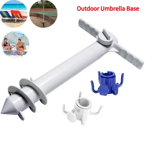 Beach Umbrella Ground Anchor Stand with Hook Inserts - Spiral Plug for Outdoor Travel Accessories