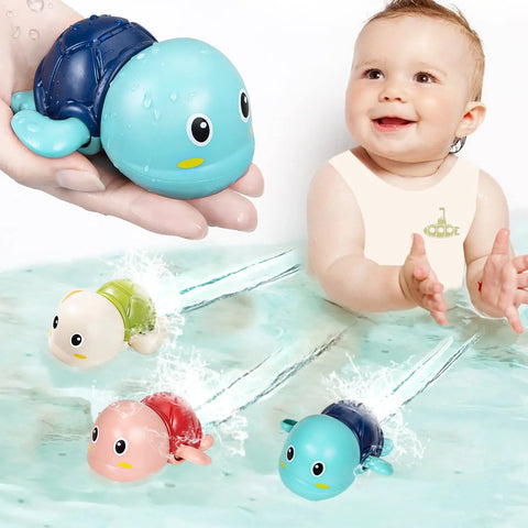 Bath Toy Set - Wind-up Turtle & Whale for Kids Water Play Fun