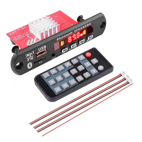 Bluetooth 5.0 MP3 Decoder Board 2x60W Amplifier 8-24V Audio Player FM Radio Module w/ Remote for Car Speaker