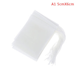 100 Eco-Friendly Biodegradable Drawstring Tea Bags 6x7cm for Loose Leaf & Herbal Filters