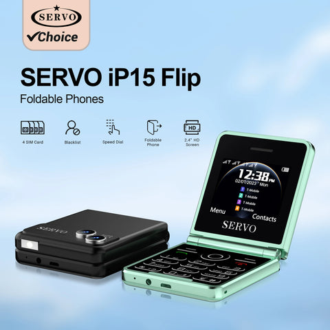 Flip 4 Sim Card Foldable Mobile Phone with Auto Call Record, Speed Dial, Magic Voice, Blacklist, Radio, Type-C