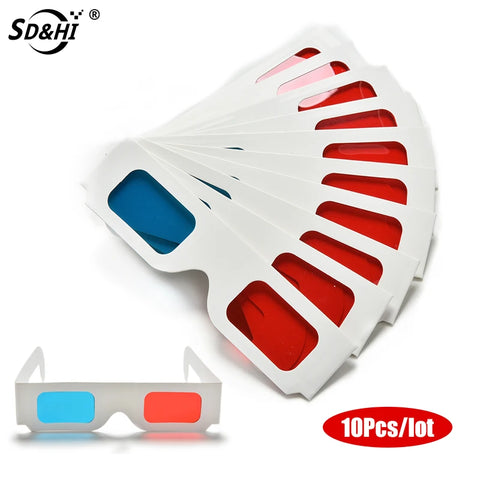 10 Pack Universal 3D Glasses Red Blue Cyan Anaglyph Cardboard for Movies