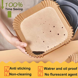 100-Pack Disposable Air Fryer Liners, Nonstick, Greaseproof, Easy Clean, Round Baking Paper