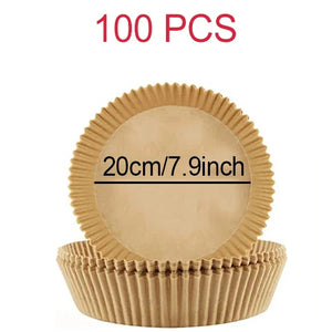 100-Pack Disposable Air Fryer Liners, Nonstick, Greaseproof, Easy Clean, Round Baking Paper