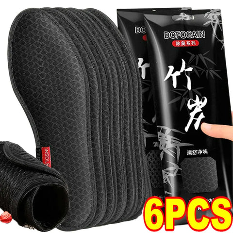 Bamboo Charcoal Deodorant Foot Insoles: Breathable Mesh, Lightweight Shoe Pads, Suction & Sweat-Absorbing