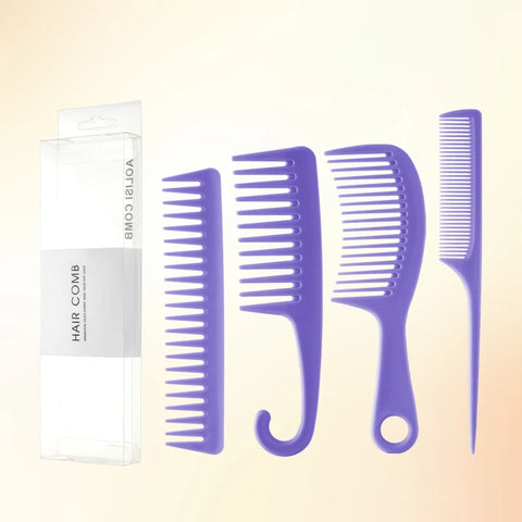 4pc Anti-Static Heat-Resistant Hair Comb Set for Real Hair Wigs - Styling & Care Tools