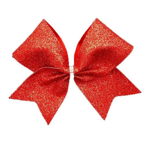 5pcs Glitter Cheer Bow Set Blue Silver 7.5" Cheerleading Dance Hair Bows with Elastic Band