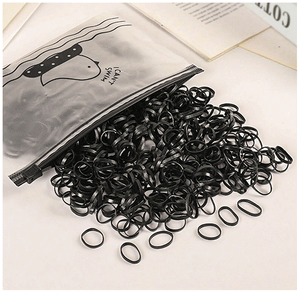 1000 Pack High Elasticity Black Transparent Hair Bands - No Damage, Disposable Hair Accessories