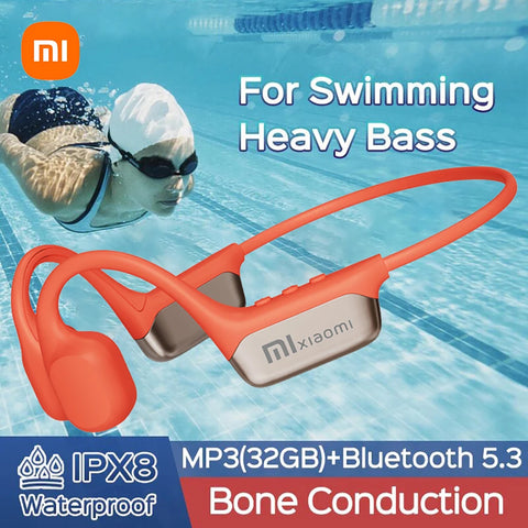 Bone Conduction Waterproof Bluetooth Headphones IPX8 MP3 32GB Wireless Sports Swimming Earphones