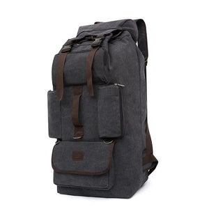 100L Canvas Backpack for Travel & Hiking - Men's Large Capacity Pack with Blanket Storage