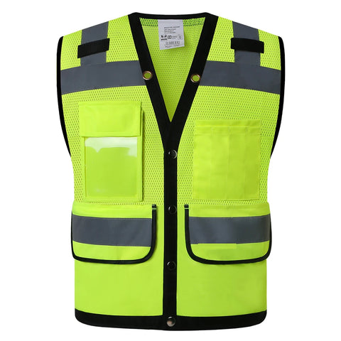 Hi-Vis Reflective Work Safety Vest with Pockets Mesh Surveyor Safety Vest