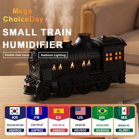 300ml Mini Train Humidifier Air Purifier Aromatherapy Diffuser USB Ultrasonic Sprayer for Home Office