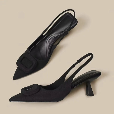 Elegant Women's Slingback Pointed Toe High Heel Sandals Slip-On Mules Shoes
