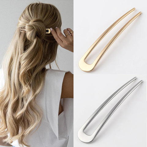 Gold U Shape Hair Clips Pins for Women, Bridal Hair Accessories, Metal Hairpins, Barrettes for Hair Styling