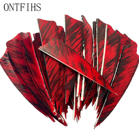 50pcs 3" Feather Arrows Fletching Shield Cut Turkey Plumes Ink Painting for Archery DIY Accessories