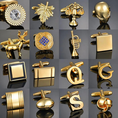 Gold Cufflinks for Men - Letters, Alien, Square, Dragon, Maple Leaves, Balance, Custom Name Designs