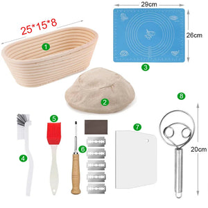 10" Oval Rattan Bread Proofing Basket for Sourdough Baking