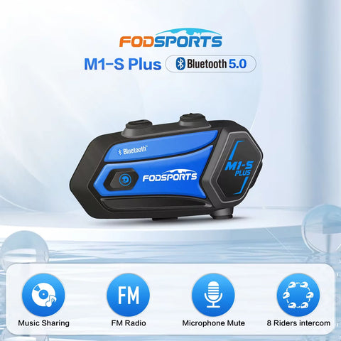 Bluetooth Motorcycle Helmet Intercom Headset, 8 Rider, 2000m Range, Music Sharing, FM Radio