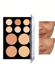 10-Color Matte Concealer Palette: Full Coverage for Dark Circles, Tattoos & Contouring