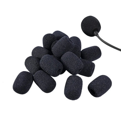 10 Pack Black Foam Mic Windscreens Covers for Headset Microphones for Meetings